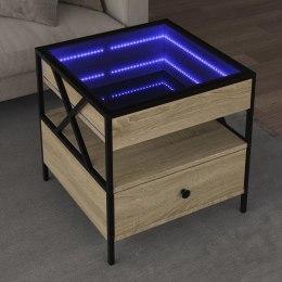 VidaXL Stolik kawowy z LED Infinity, dąb sonoma, 50x50x51 cm