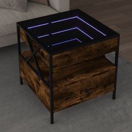 VidaXL Stolik kawowy z LED Infinity, przydymiony dąb, 50x50x51 cm