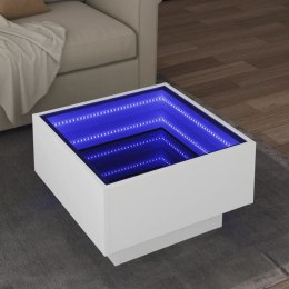 VidaXL Stolik kawowy z LED, biały, 50x50x30cm, materiał drewnopochodny