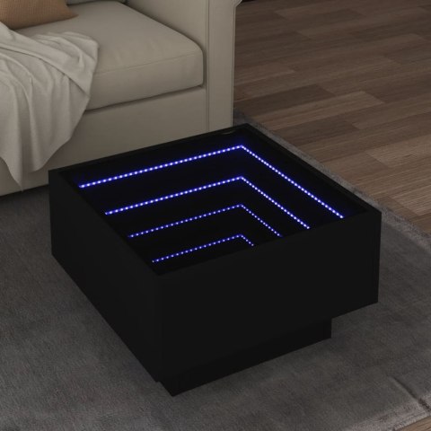 VidaXL Stolik kawowy z LED, czarny 50x50x30cm, materiał drewnopochodny