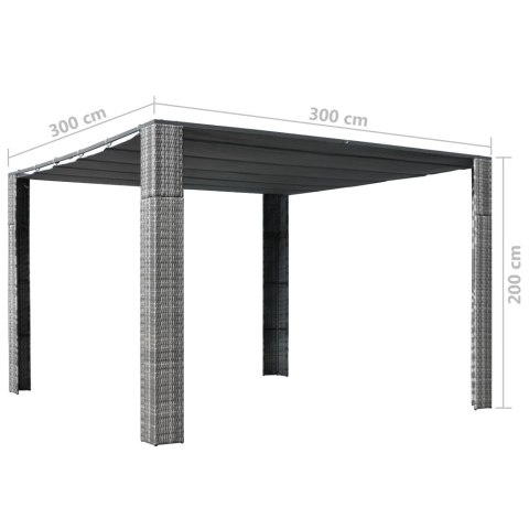 VidaXL Altana z dachem, polirattan, 300x300x200cm, szary i antracytowy VidaXL Altana z dachem, polirattan, 300x300x200cm, szary i antracytowy