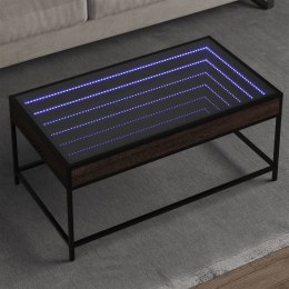 VidaXL Stolik kawowy z LED Infinity, brązowy dąb, 90x50x41 cm