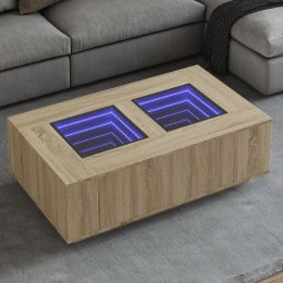 VidaXL Stolik kawowy z LED Infinity, dąb sonoma, 116x69x40 cm