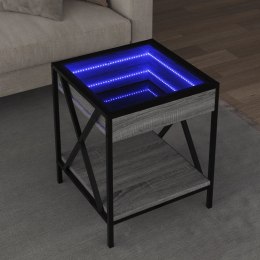 VidaXL Stolik kawowy z LED Infinity, szary dąb sonoma, 40x40x49 cm