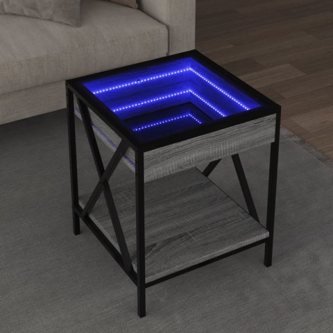 VidaXL Stolik kawowy z LED Infinity, szary dąb sonoma, 40x40x49 cm