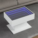 VidaXL Stolik kawowy z LED, biały, 70x50x45cm, materiał drewnopochodny