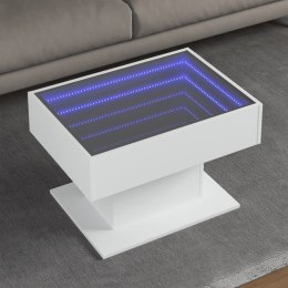 VidaXL Stolik kawowy z LED, biały, 70x50x45cm, materiał drewnopochodny