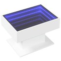 VidaXL Stolik kawowy z LED, biały, 70x50x45cm, materiał drewnopochodny