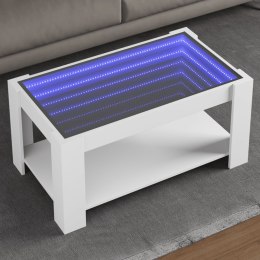 VidaXL Stolik kawowy z LED, biały 93x53x45 cm, materiał drewnopochodny