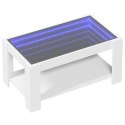 VidaXL Stolik kawowy z LED, biały 93x53x45 cm, materiał drewnopochodny