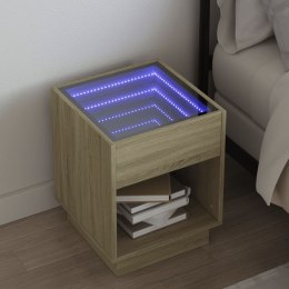 VidaXL Stolik nocny z LED Infinity, dąb sonoma, 40x40x50 cm