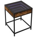 VidaXL Stolik nocny z LED Infinity, przydymiony dąb, 40x40x51 cm