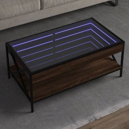 VidaXL Stolik kawowy z LED Infinity, brązowy dąb, 90x50x38 cm