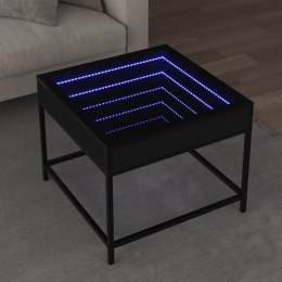 VidaXL Stolik kawowy z LED Infinity, czarny, 50x50x41 cm