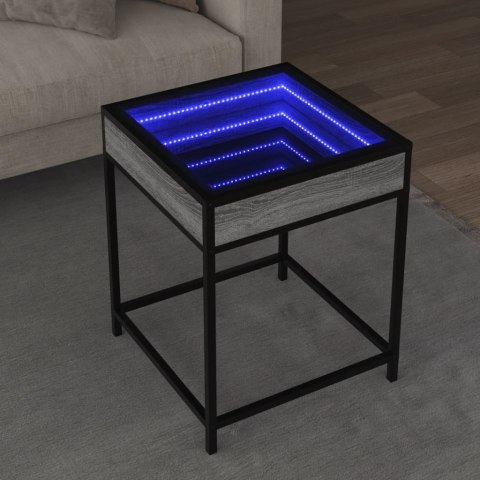 VidaXL Stolik kawowy z LED Infinity, szary dąb sonoma, 40x40x51 cm