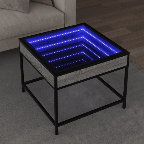 VidaXL Stolik kawowy z LED Infinity, szary dąb sonoma, 50x50x41 cm