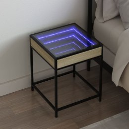 VidaXL Stolik nocny z LED Infinity, dąb sonoma, 40x40x51 cm