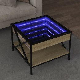 VidaXL Stolik kawowy z LED Infinity, dąb sonoma, 50x50x38 cm