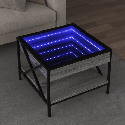 VidaXL Stolik kawowy z LED Infinity, szary dąb sonoma, 50x50x38 cm