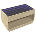 VidaXL Stolik kawowy z LED Infinity, dąb sonoma, 90x50x50 cm