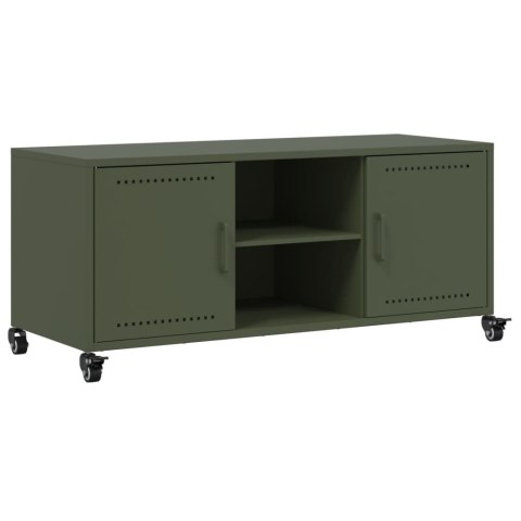 VidaXL Szafka RTV, oliwkowa, 100,5x39x43,5 cm, stal walcowana na zimno