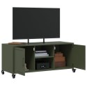 VidaXL Szafka RTV, oliwkowa, 100,5x39x43,5 cm, stal walcowana na zimno