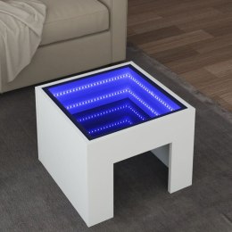 VidaXL Stolik kawowy z LED Infinity, biały, 40x40x30 cm