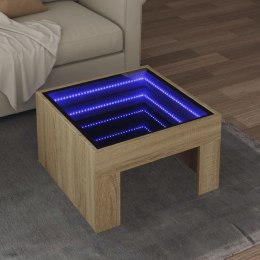 VidaXL Stolik kawowy z LED Infinity, dąb sonoma, 50x50x30 cm