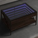 VidaXL Stolik kawowy z LED Infinity, brązowy dąb, 70x50x38 cm