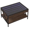 VidaXL Stolik kawowy z LED Infinity, brązowy dąb, 70x50x38 cm