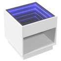 VidaXL Stolik nocny z LED Infinity, biały, 50x50x50 cm