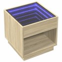 VidaXL Stolik nocny z LED Infinity, dąb sonoma, 50x50x50 cm