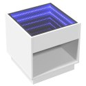 VidaXL Stolik kawowy z LED Infinity, biały, 50x50x50 cm