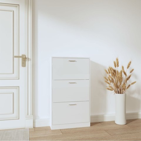 VidaXL Szafa na buty, wysoki połysk, biała, 59x17x108 cm VidaXL Szafa na buty, wysoki połysk, biała, 59x17x108 cm