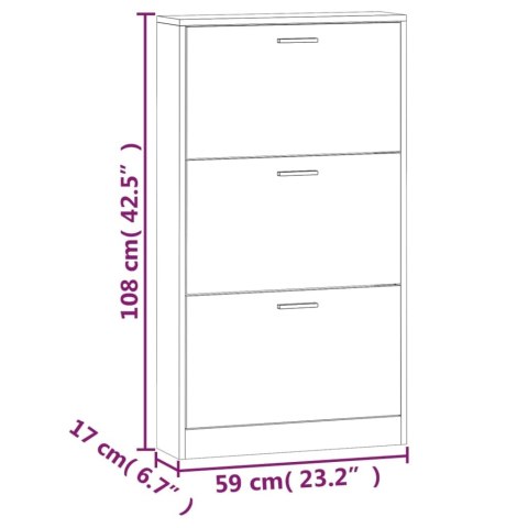 VidaXL Szafa na buty, wysoki połysk, biała, 59x17x108 cm VidaXL Szafa na buty, wysoki połysk, biała, 59x17x108 cm