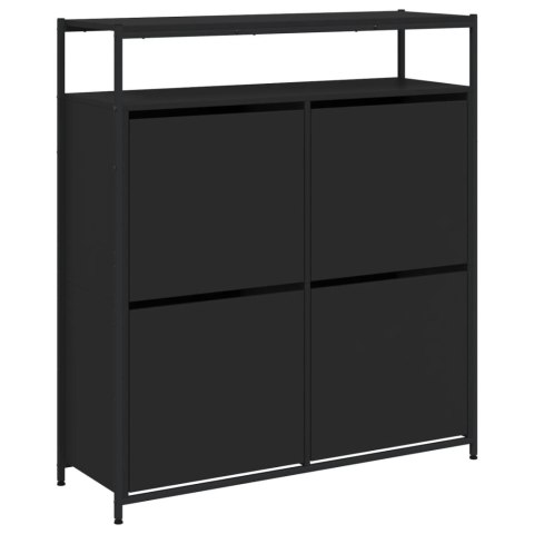 VidaXL Szafka na buty z 4 uchylanymi szufladami, czarna, 100x34x112 cm VidaXL Szafka na buty z 4 uchylanymi szufladami, czarna, 100x34x112 cm