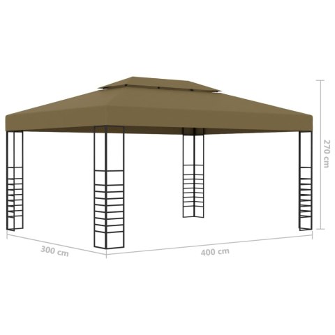 VidaXL Altana ze sznurem lampek LED, 3x4 m, kolor taupe VidaXL Altana ze sznurem lampek LED, 3x4 m, kolor taupe