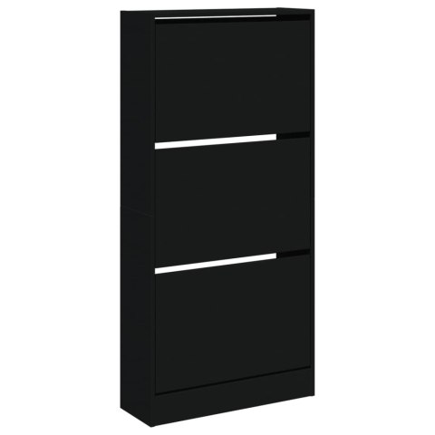 VidaXL Szafka na buty, czarna, 60x21x125,5 cm, materiał drewnopochodny VidaXL Szafka na buty, czarna, 60x21x125,5 cm, materiał drewnopochodny