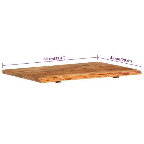 VidaXL Blat łazienkowy, lite drewno akacjowe, 80x52x2,5 cm VidaXL Blat łazienkowy, lite drewno akacjowe, 80x52x2,5 cm