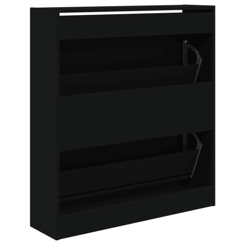 VidaXL Szafka na buty, czarna, 80x21x87,5 cm, materiał drewnopochodny VidaXL Szafka na buty, czarna, 80x21x87,5 cm, materiał drewnopochodny