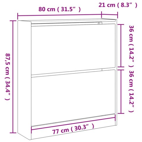 VidaXL Szafka na buty, czarna, 80x21x87,5 cm, materiał drewnopochodny VidaXL Szafka na buty, czarna, 80x21x87,5 cm, materiał drewnopochodny