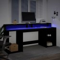 VidaXL Biurko z podświetleniem LED, czarne, 200x55x91 cm