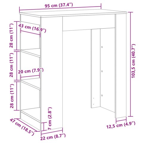 VidaXL Stolik barowy z półkami, czarny, 95x47x103,5 cm VidaXL Stolik barowy z półkami, czarny, 95x47x103,5 cm