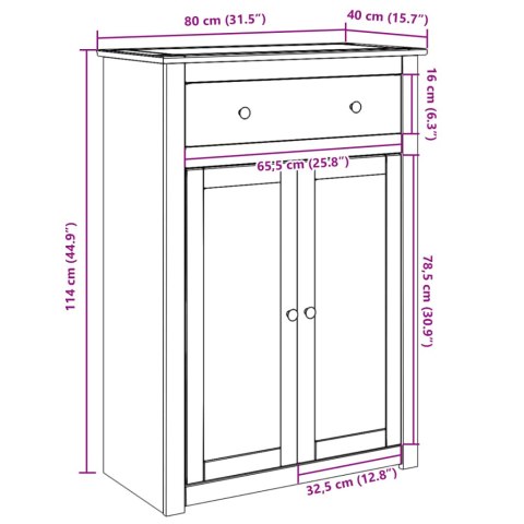 VidaXL Szafka na buty Panama, 80x40x114 cm, lite drewno sosnowe VidaXL Szafka na buty Panama, 80x40x114 cm, lite drewno sosnowe