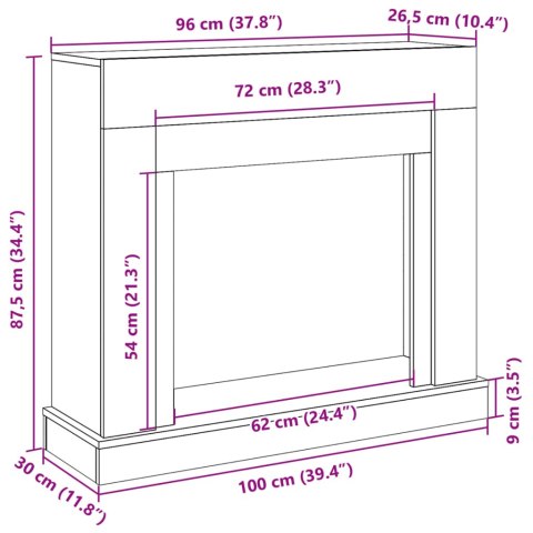 Obudowa kominka, biała, 100x30x87,5 cm, materiał drewnopochodny Obudowa kominka, biała, 100x30x87,5 cm, materiał drewnopochodny