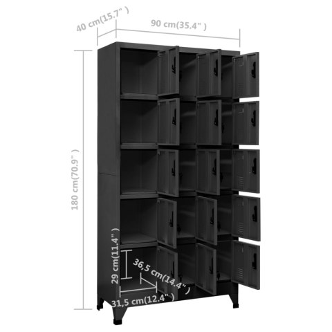 VidaXL Szafka zamykana na klucz, antracytowa, 90x40x180 cm, stalowa VidaXL Szafka zamykana na klucz, antracytowa, 90x40x180 cm, stalowa