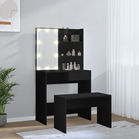 VidaXL Toaletka z LED, czarna, materiał drewnopochodny VidaXL Toaletka z LED, czarna, materiał drewnopochodny