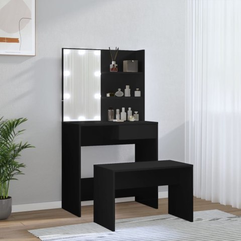 VidaXL Toaletka z LED, czarna, materiał drewnopochodny VidaXL Toaletka z LED, czarna, materiał drewnopochodny