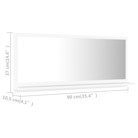 VidaXL Lustro łazienkowe, białe 90x10,5x37 cm, materiał drewnopochodny VidaXL Lustro łazienkowe, białe 90x10,5x37 cm, materiał drewnopochodny