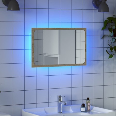 VidaXL Lustro łazienkowe z LED, szarość betonu, 60x8,5x38 cm